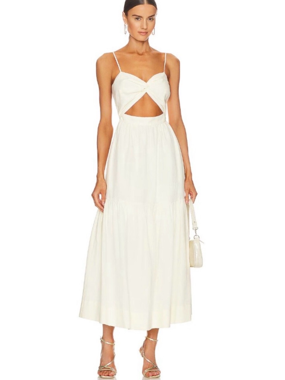 Shona Joy White Maxi Dress with Cutout Twist Front